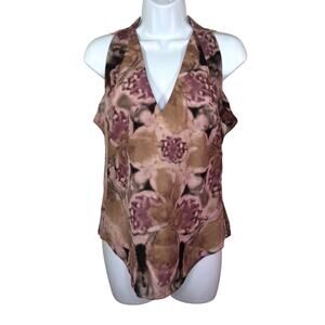 A Common Thread Sleeveless V-Neck Silk Top Size P